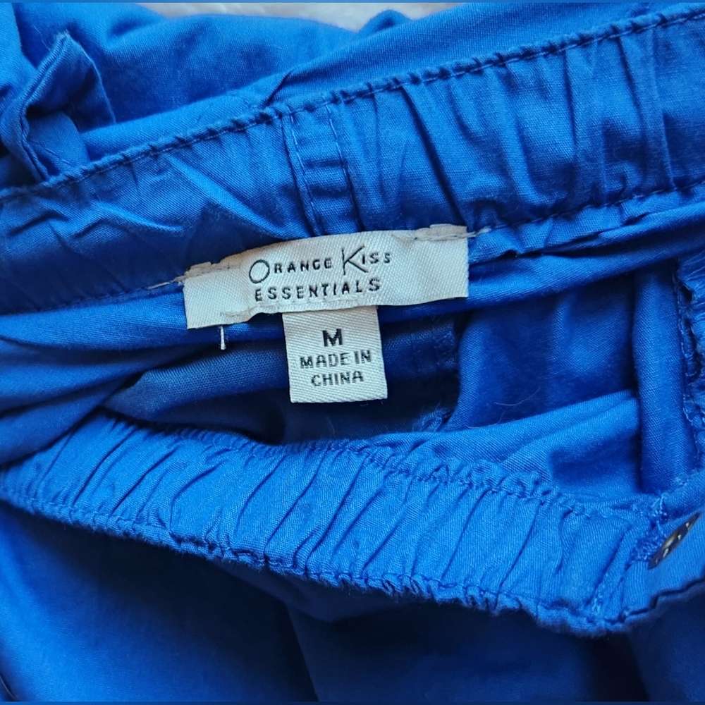 Vibrant Blue Track Pants with Elastic Waistband and Cuffs - Picture 5 of 6
